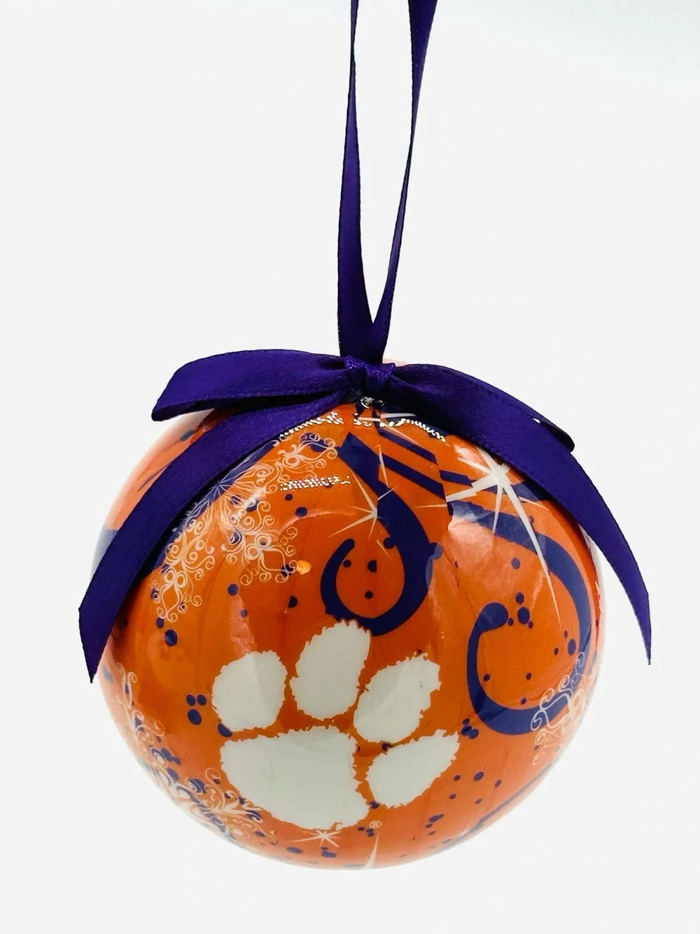 Clemson Tigers NCAA Official Orange Paw Print Christmas Ball Ornament Holiday